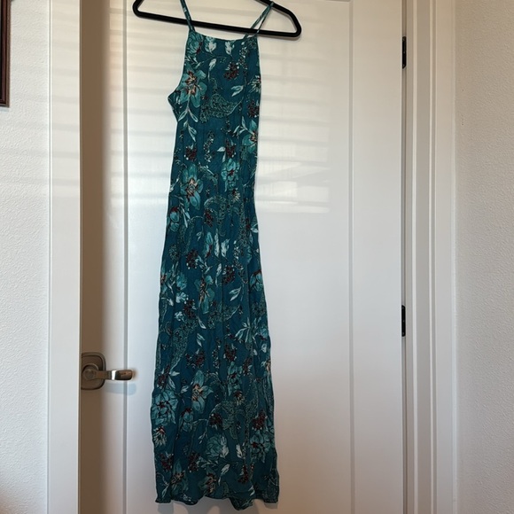 Nwt Band of the Free Floral Paisley Cowl Back Halter Midi Dress Teal medium - Picture 4 of 6